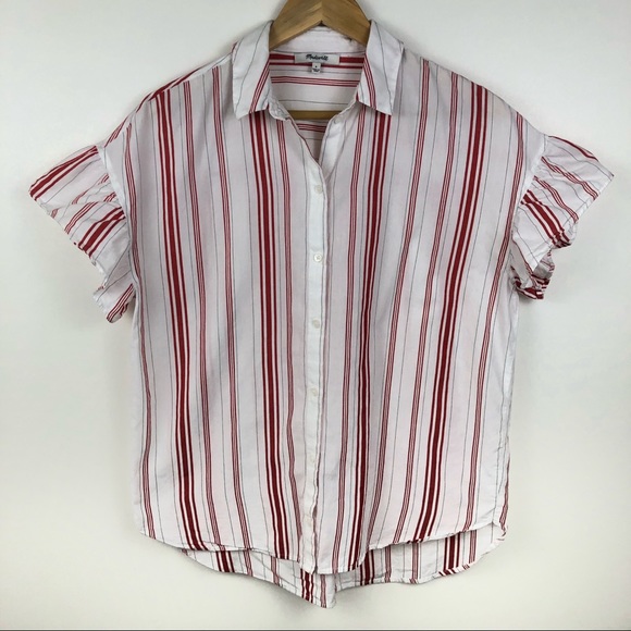 madewell central ruffle sleeve shirt